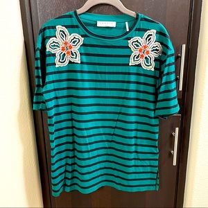 Sandro Embroidered Floral Cut Out Shirt